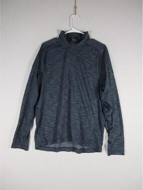Elevate Mens 1/2 Zip Pullover Sweater Mock Neck Long Sleeve Size M Blue
